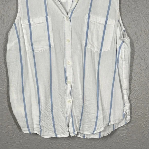 SO Women's Sleeveless Blue and White Striped Shirt Size Large - Picture 2 of 7